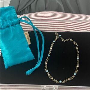 Vintage Konplott Elegant Blue and Gold Necklace with semi precious stones